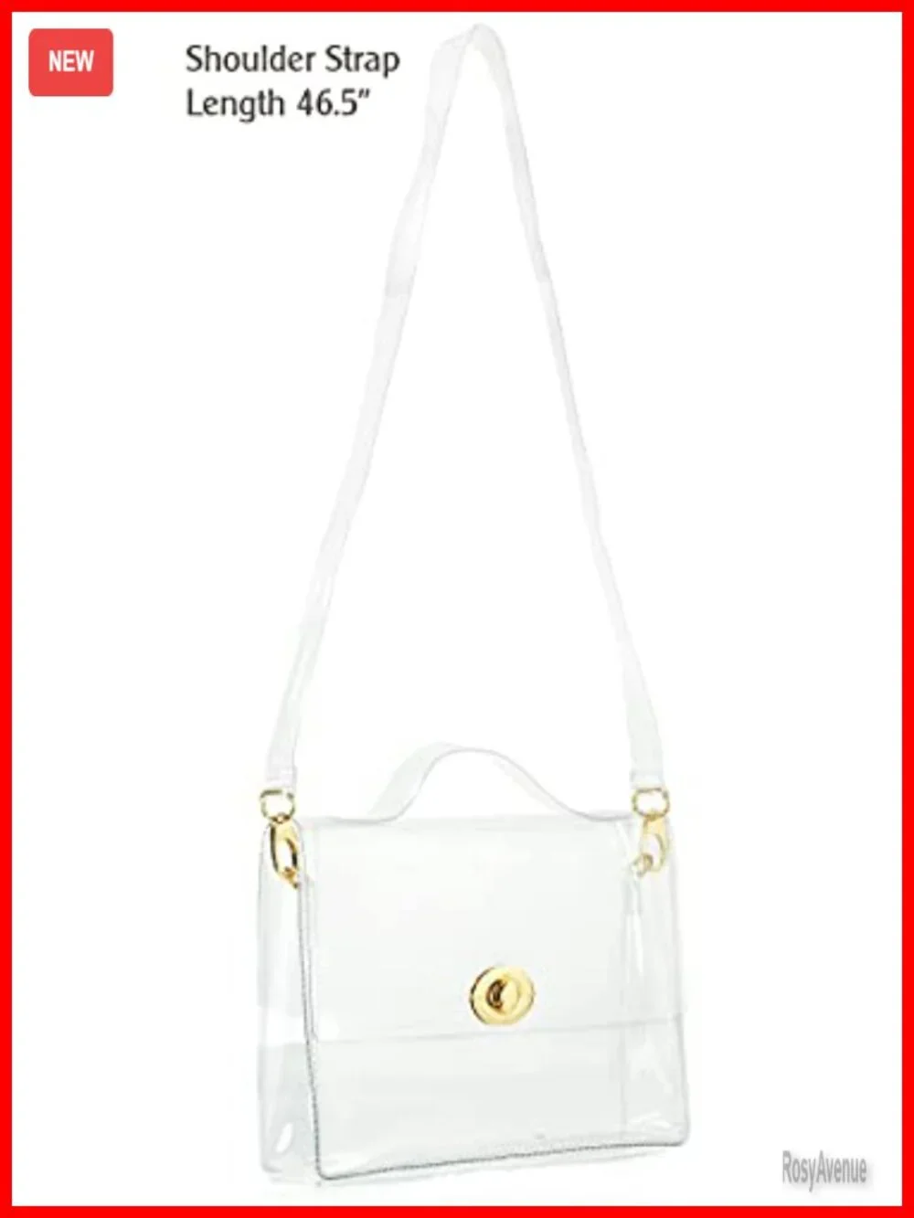 Clear Satchel Crossbody Bag with Turn Lock, Stadium Approved PVC Handbag